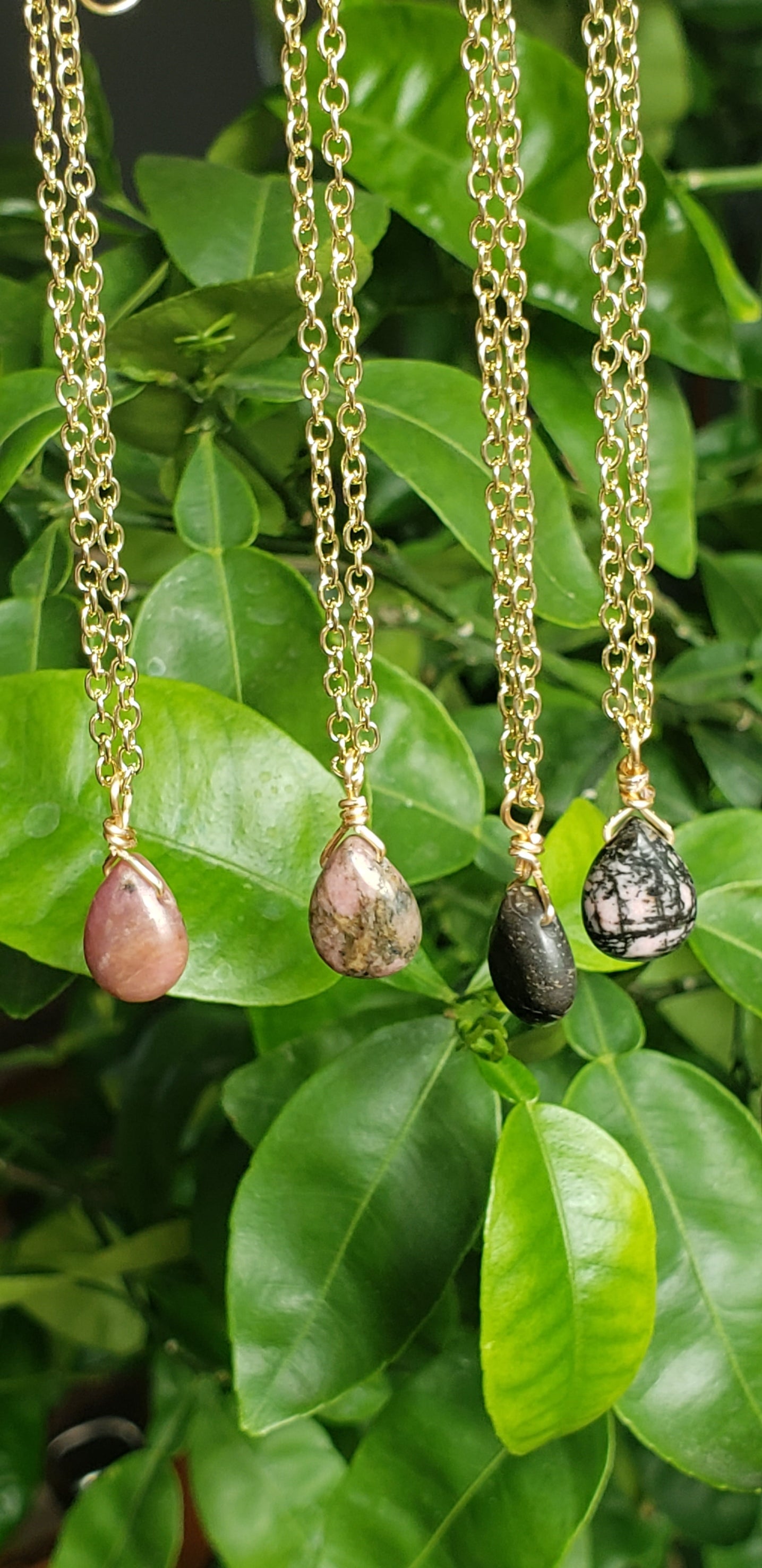 Harmony - Rhodonite Drop Pendants