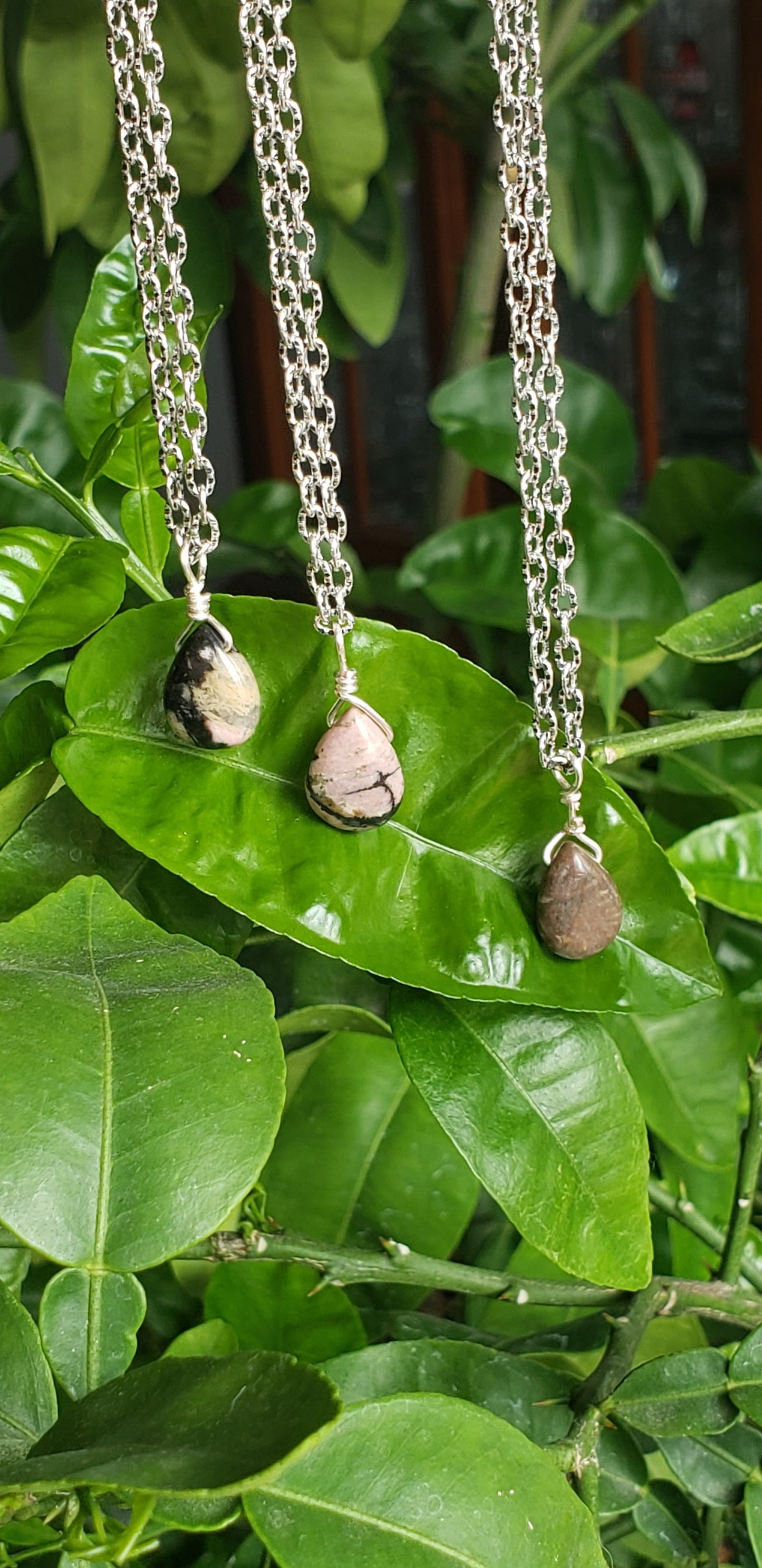 Harmony - Rhodonite Drop Pendants